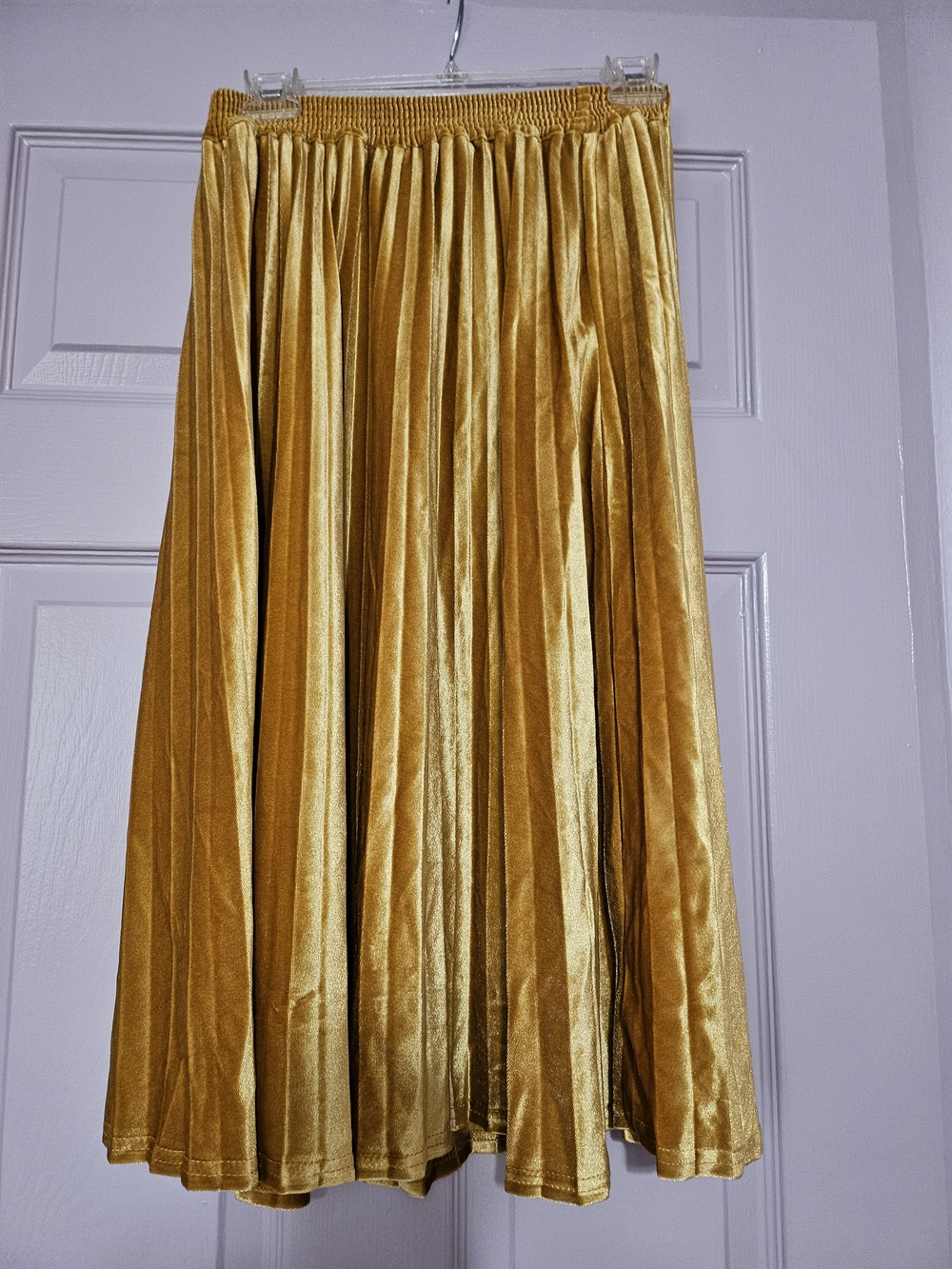 a new day Gold Pleated Velvet A-Line Skirt In Marigold